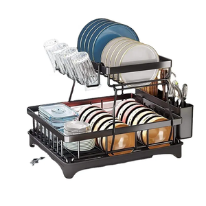 Organizador <span class=keywords><strong>de</strong></span> 2 niveles para el hogar con escurridor <span class=keywords><strong>de</strong></span> platos <span class=keywords><strong>de</strong></span> acero inoxidable, soporte <span class=keywords><strong>de</strong></span> almacenamiento <span class=keywords><strong>de</strong></span> carbono para uso en la cocina - Product Image 4