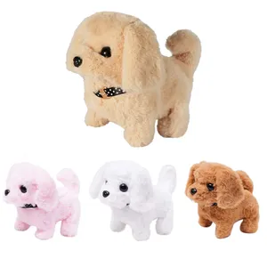 QS Wholesale Battery Operated Plush Electric Simulation Sounds Walking Interactive Animal Dog Toys For Kids Toddler 1-3 Years