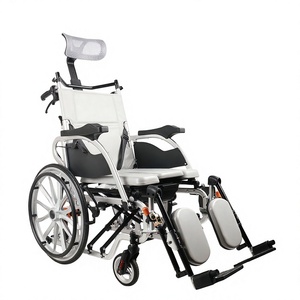 High-Quality Lightweight Foldable Aluminum Alloy Reclining Manual Wheelchair <b>For</b> Elderly and <b>Disabled</b> Commode Wheelchair - Product Image 1