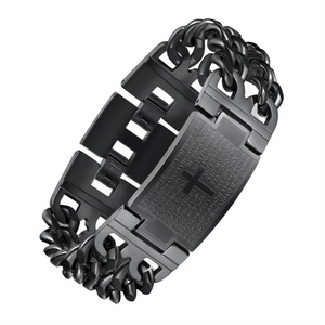 XR Jewelry, Joyería de Moda, Acero Inoxidable 316L, Cruz Unisex Personalizada, Cadena Cubana de Doble Capa, Chapado en Oro, Brazalete Informal/Deportivo - Product Image 4