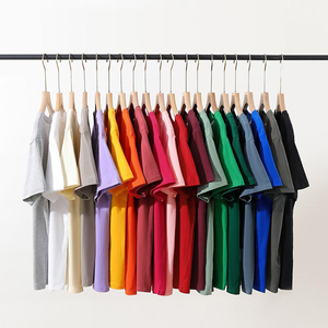 Vente directe d'usine, vêtements d'été de 180 grammes, poids lourd, plusieurs couleurs unies, t-shirt en coton doux personnalisé - Product Image 3