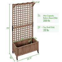 Jardinière surélevée Combohome avec roues, bac à plantes mobile en bois de sapin avec treillis pour légumes et fleurs