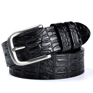 Ceinture pour <span class=keywords><strong>homme</strong></span> en cuir de vachette gaufré croco de luxe, boucle à ardillon simple en alliage, longueur 90-130 cm, pour usage quotidien et professionnel universel - Product Image 1