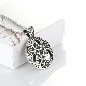 Collar con Colgante Redondo Retro, Plata Tibetana, Unisex, Moderno, Gris, Joyería para Regalo - Product Image 4