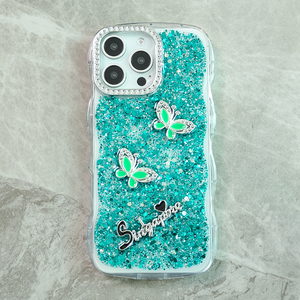 Funda de Teléfono INS con Diseño de Mariposa 3D de Resina Líquida, Carcasa Brillante con Purpurina para iPhone 17 16 15 14 Pro Max 17E - Product Image 2