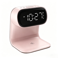 Chargeur sans fil multifonctionnel 15W, réveil numérique avec veilleuse, lampe de chevet à intensité réglable tactile sur 3 niveaux