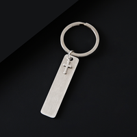Porte-clés en acier inoxydable Ywyougang vintage, bicolore, avec barre verticale croisée, gravure laser, pour la foi chrétienne, promotionnel
