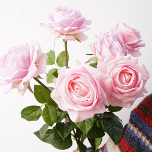 Fleurs artificielles en latex C-115, toucher réaliste, roses artificielles blanches, roses roses, roses champagne pour la décoration de mariage, décoration de la maison - Product Image 1