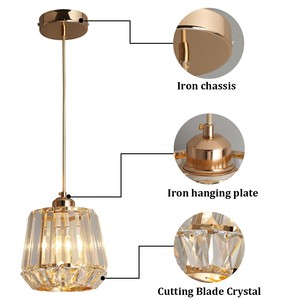Lámpara Colgante Individual Creativa de Cristal Dorado Redondeado, Lámpara de Techo para Sala de Estar o Comedor, Escaleras - Product Image 3