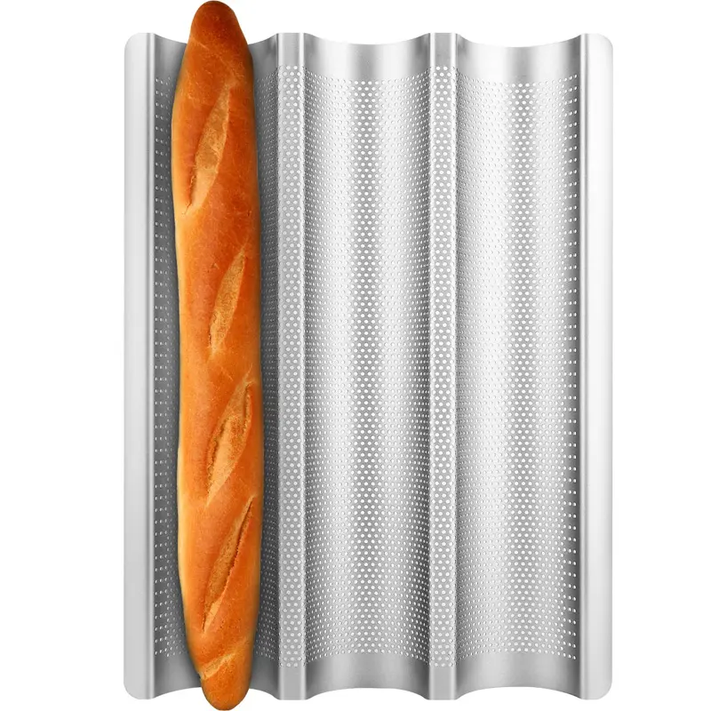Sıcak satış yapışmaz 4-slot uzun çubuk ekmek fransız ekmek pişirme için fırın tepsisi tepsi
