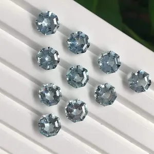 SGARIT精品珠宝宽松宝石7毫米八角形切割天然海蓝宝石宝石珠宝制作任何尺寸都可以定制宽松海蓝宝石