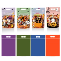 Sac en plastique réutilisable avec fermeture éclair, motif dessin animé mignon et exquis, pour cadeaux, bonbons, biscuits, idéal pour les fêtes, vente en gros