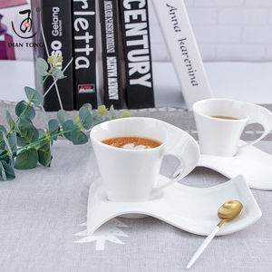 DianTong Bo Lang Series 200ml Restaurant White Printed Ceramic Coffee <strong>Cups</strong> Logo Customer Porcelain Espresso <strong>Cup</strong> Tea <strong>Cup</strong> <strong>Saucer</strong> - Product Image 3