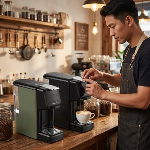 Machine à café semi-automatique professionnelle CM02/02-B, 20 bars de pression, en acier inoxydable, 1400W, 5-10 tasses, pour la maison et le bureau - Product Image 1