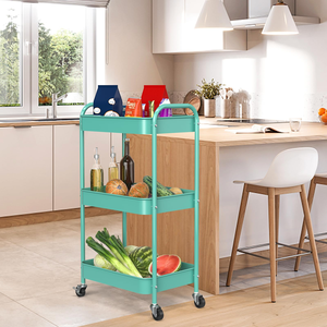 รถเข็นเก็บของแบบมีล้อ รุ่นแข็งแรงทนทาน รถเข็นอเนกประสงค์โลหะพร้อมล้อ - Product Image 3