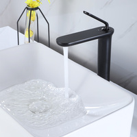 Aqua Gallery Robinet mitigeur d'évier moderne en laiton massif de haute qualité, noir mat, mitigeur pour salle de bain, forme ronde