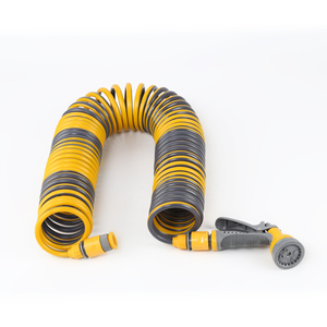 Adjustable 15M Coiled Water <strong>Hose</strong> with ABS Connector and <strong>Rubber</strong> Nozzle - Product Image 1