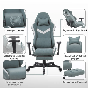 Neuankömmling Sedia Da Gaming <span class=keywords><strong>Georgia</strong></span> Alcantara Leder Stoff <span class=keywords><strong>Massage</strong></span> Lendenwirbel stütze Günstige Cadeira Gamer Gaming Stuhl für PC-Spiel - Product Image 4