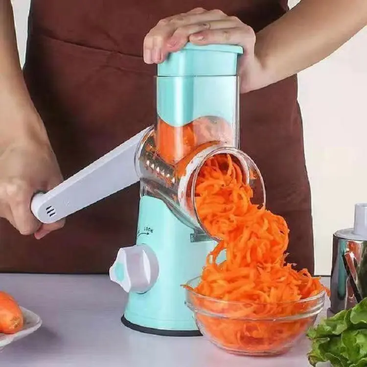 Cortador de verduras Manual multifuncional 3 en 1, picadora de verduras, trituradora de queso rotativa en espiral, cortadora