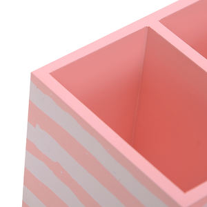 Morden Stylish Home Decor Practical Wooden Desktop Organize <b>Pink</b> Stripe Shape <b>Desk</b> Organizer for Home or Office - Product Image 4