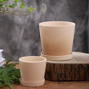 Pots de plantes vintage en céramique, Design simple et respirant pour décoration de jardin, <span class=keywords><strong>poterie</strong></span> avec plateaux, 8 pièces - Product Image 5