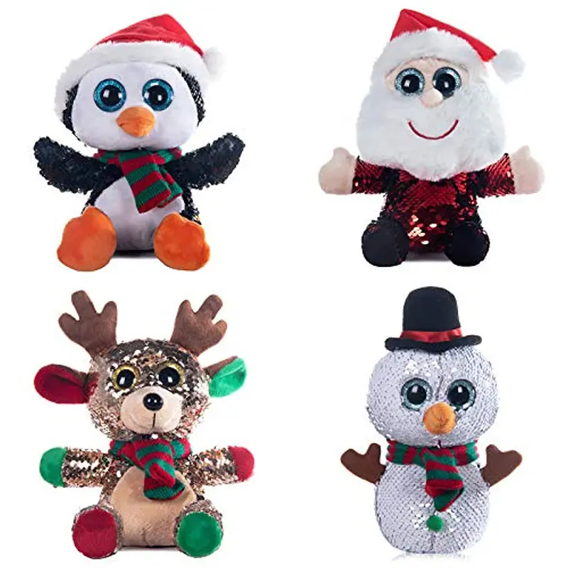 卸売カスタムサンタクロースペンギン雪だるまトナカイ座っているぬいぐるみクリスマス動物のおもちゃ