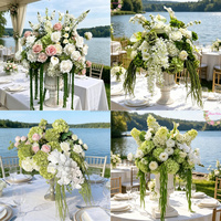Boule de fleurs artificielles en soie personnalisée de 40 cm à 70 cm, grandes compositions florales, centre de table de mariage, décoration, roses blanches et vertes