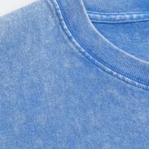 Wholesale 100% Cotton 230GSM Heavy Breathable Customized Blank T-Shirt Oversized Streetwear <b>Washed</b> Vintage Blue - Product Image 2