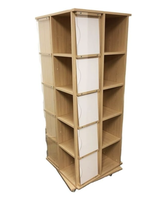 Présentoir rotatif pour vêtements Ray à 20 cubes, présentoir de t-shirts en acrylique avec porte-étiquettes, roulettes verrouillables, support de présentation au sol pour la vente au détail