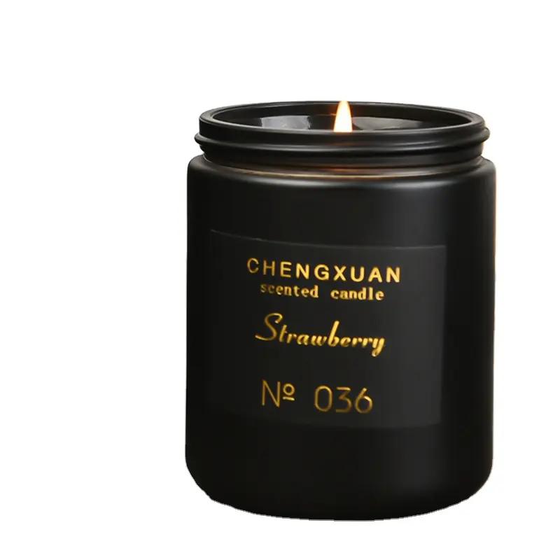 Bougie d'aromathérapie pot noir cire de soja transfrontalière sans fumée avec ensemble simple de bougies parfumées à la main