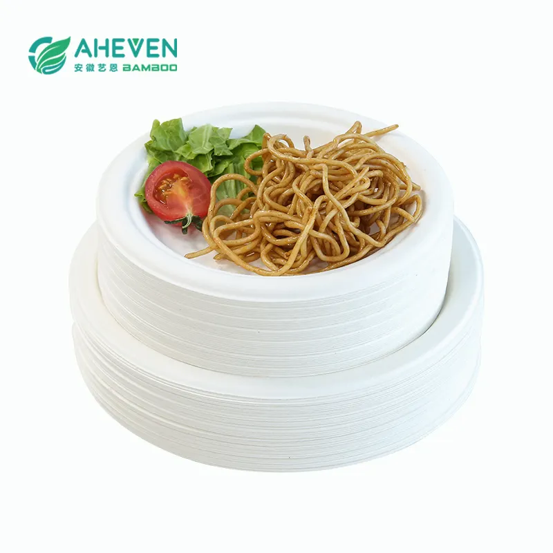 Bagasse ronde compostable de 9 pouces en gros assiettes en papier compostables pour la restauration rapide