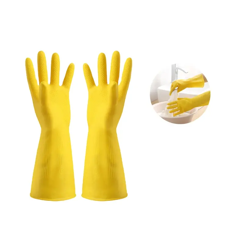 Wholesale Thickened And Wear-Resistant Household Rubber Hand Thin Latex Household Kitchen Cleaning Gloves