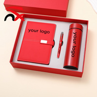 Ensemble Cadeau Promotionnel de Luxe 3 en 1 avec Logo Personnalisé en Gros : Carnet en Cuir, Tasse Thermos, Stylo, avec Boîte, Cadeau Commémoratif