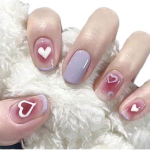 ราคาส่ง เล็บปลอมแบบกดติด ลายตาแมววิบวับ เรียบง่าย สีไลท์คัลเลอร์ รูปทรงอัลมอนด์ ขายดี - Product Image 1