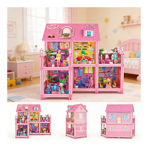 DIY <b>Plastic</b> Dollhouse Kit With Furniture Accessories Bedroom <b>Kitchen</b> Bathroom Balcony Creative Pretend <b>Play</b> Gift For Kids Girls - Product Image 5