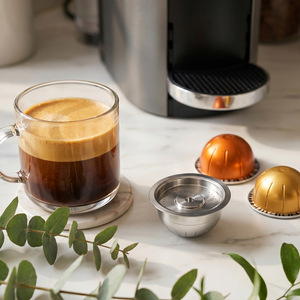 Cápsula de café reutilizable de acero inoxidable para Nespresso Vertuo, 70ml, 230ml, de un solo uso, para preparación casera familiar - Product Image 3