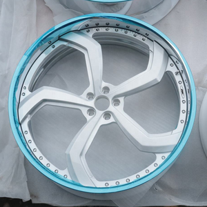 Jantes forgées 2 pièces Blue Lip Silver Face 19 20 21 pouces, design Deep Dish, <span class=keywords><strong>5</strong></span> branches, de luxe, sportives, avec volant assorti - Product Image 4