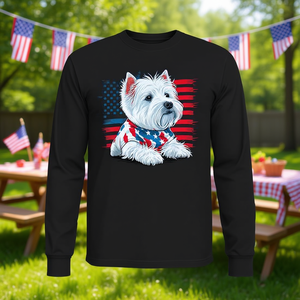 Camiseta de manga larga West Highland Terrier American Westie con diseño patriótico del 4 de julio - Product Image 3