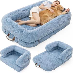 Cama extragrande para perros humanos con almohada y Manta, espuma viscoelástica lavable a máquina para mascotas para gatos y perros adultos - Product Image 1