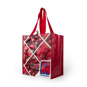 Оптовая продажа, многоразовая Экологически чистая полипропиленовая тканая сумка-тоут с индивидуальным логотипом или печатью для покупок и рекламной упаковки
