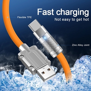 Cable USB <span class=keywords><strong>Tipo</strong></span> <span class=keywords><strong>C</strong></span> de 120W Extra Grueso de 6A para <span class=keywords><strong>Huawei</strong></span> <span class=keywords><strong>P30</strong></span> P40 <span class=keywords><strong>Pro</strong></span> para Xiaomi POCO, Cable de Carga Rápida de 66W, Cable de Datos USB-<span class=keywords><strong>C</strong></span> - Product Image 4