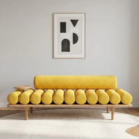 Banc ottoman rectangulaire moderne en tissu, tabouret de design contemporain, long banc pour salon, hôtel, appartement