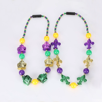 Collar de Cuentas de Mardi Gras de 46 Pulgadas con Luces LED Intermitentes para el Carnaval de Martes Grueso 2026