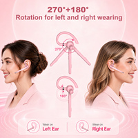 Auriculares Inalámbricos Qualcomm con Micrófono Certificados por la CE para Teléfono de Trabajo, Color Rosa y Negro, Auriculares Bluetooth V5.0 para Teléfonos Celulares