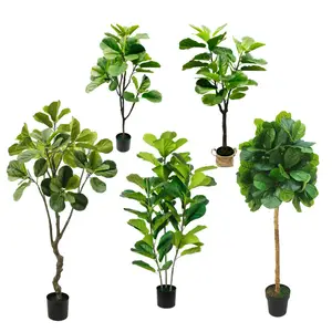 Senmasine Faux Plantes Artificielle Violon Feuille Figuier En Pot Intérieur Maison Bureau Décor Faux Ficus Lyrata Plante Banyan