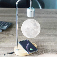 Lampe lunaire à lévitation magnétique, base en bois créative de luxe, veilleuse LED flottante, impression 3D, lumière lunaire LED