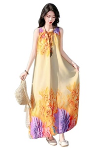 Nouvelle Collection 2026 – Vêtements d'été pour femmes, style europé<span class=keywords><strong>en</strong></span> et américain, col <span class=keywords><strong>en</strong></span> V, sans manches, imprimé floral, coton et soie, pour le commerce international. - Product Image 2