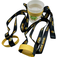 Longe de cou en silicone avec logo personnalisé en gros avec crochet porte-gobelet coloré pour bouteille d'eau et verre à bière pour café