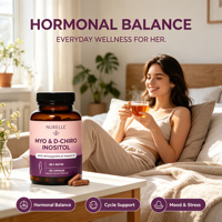 Capsules de Myo-Inositol et D-Chiro-Inositol, rapport 40:1, avec Ashwagandha et Vitamine D, pour l'équilibre hormonal et le soutien du cycle féminin, 120 unités