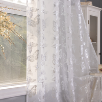 Voilages de mode imprimés papillons avec œillets, pour la décoration de la maison, des chambres et des salons